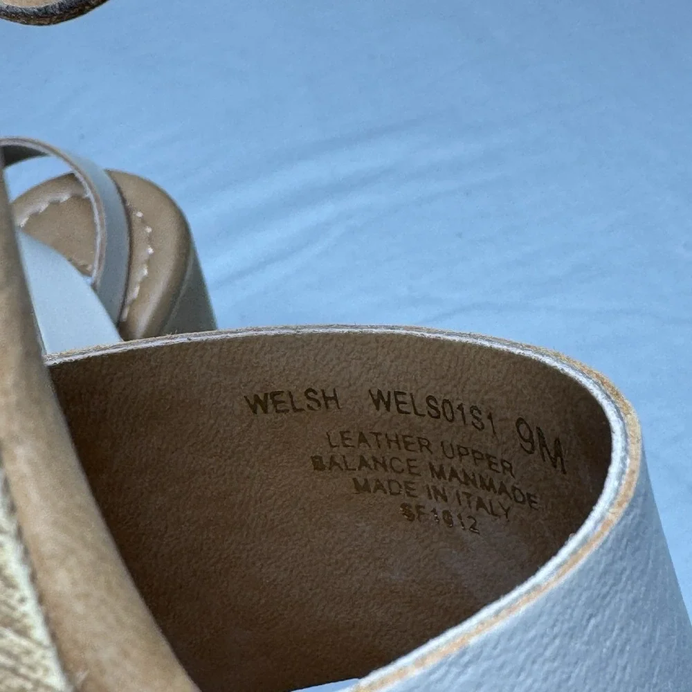 Steve Madden Welsh Leather Wedge Sandals Womens Size 9 Nude Platform Ankle Strap